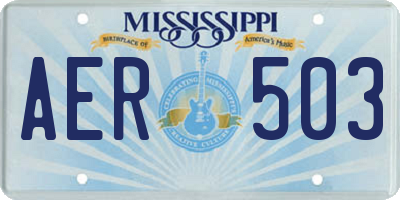 MS license plate AER503