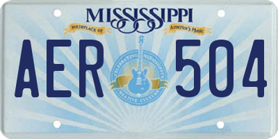 MS license plate AER504