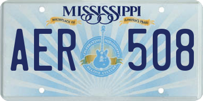MS license plate AER508