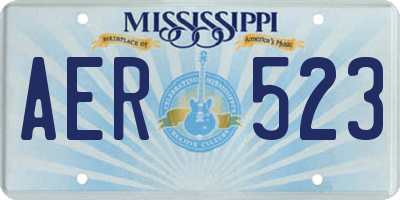 MS license plate AER523