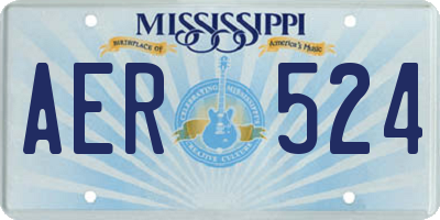 MS license plate AER524