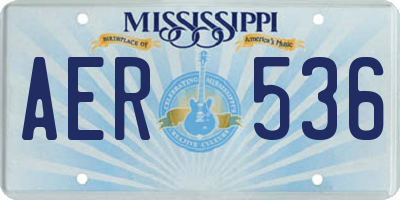 MS license plate AER536