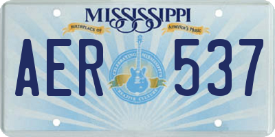 MS license plate AER537