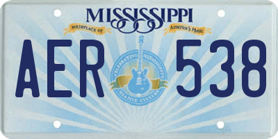 MS license plate AER538