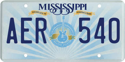 MS license plate AER540