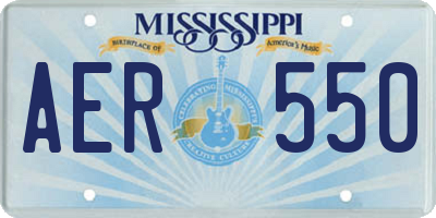 MS license plate AER550