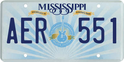 MS license plate AER551