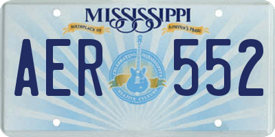 MS license plate AER552
