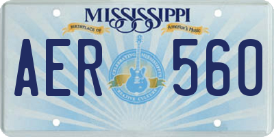 MS license plate AER560