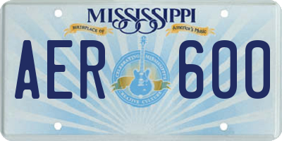 MS license plate AER600