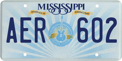 MS license plate AER602