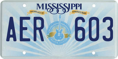 MS license plate AER603