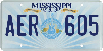 MS license plate AER605