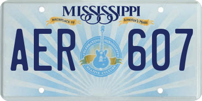 MS license plate AER607