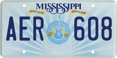 MS license plate AER608