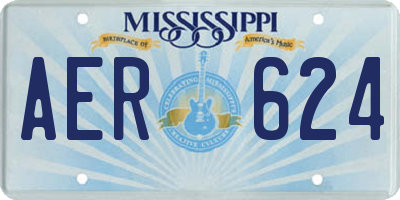 MS license plate AER624