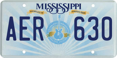 MS license plate AER630