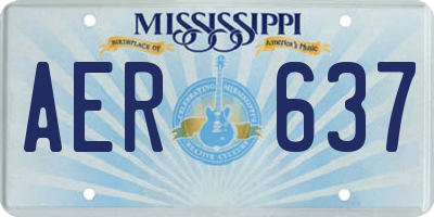 MS license plate AER637