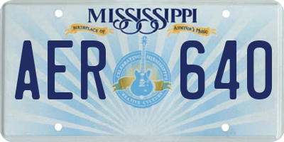 MS license plate AER640