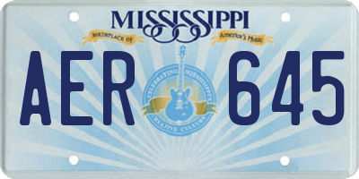 MS license plate AER645