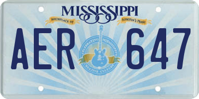 MS license plate AER647
