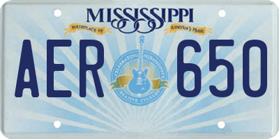 MS license plate AER650