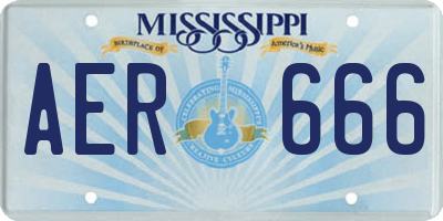 MS license plate AER666
