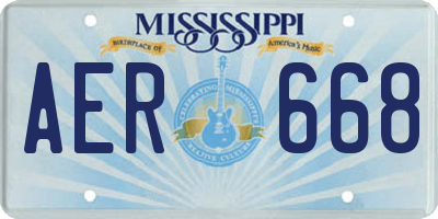 MS license plate AER668