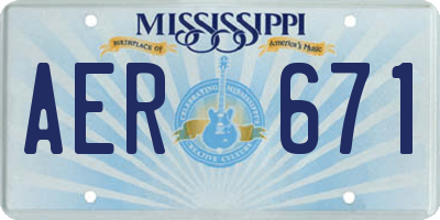 MS license plate AER671