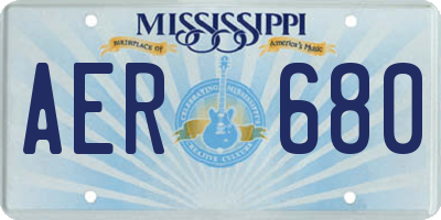 MS license plate AER680