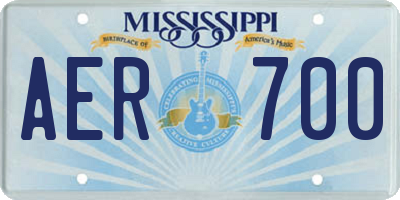 MS license plate AER700