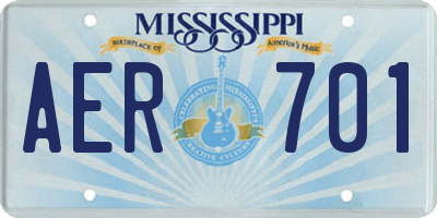 MS license plate AER701
