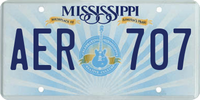 MS license plate AER707