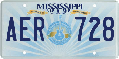 MS license plate AER728