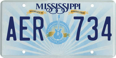 MS license plate AER734