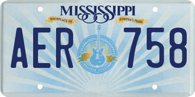 MS license plate AER758