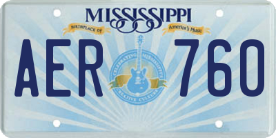 MS license plate AER760