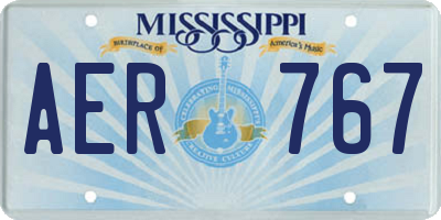 MS license plate AER767