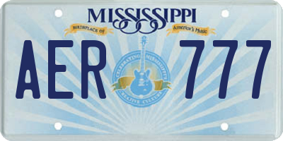 MS license plate AER777