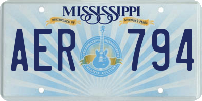 MS license plate AER794