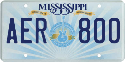 MS license plate AER800