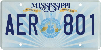 MS license plate AER801