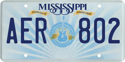 MS license plate AER802