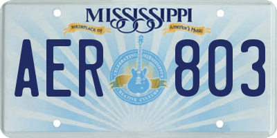 MS license plate AER803