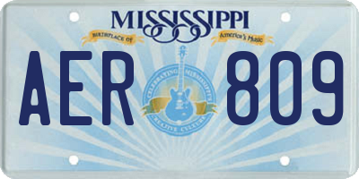 MS license plate AER809