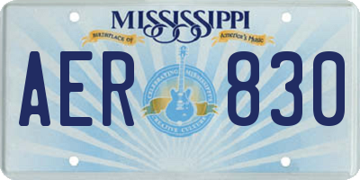 MS license plate AER830