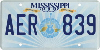 MS license plate AER839