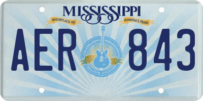 MS license plate AER843