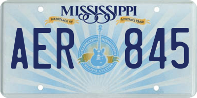 MS license plate AER845