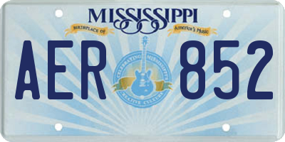 MS license plate AER852